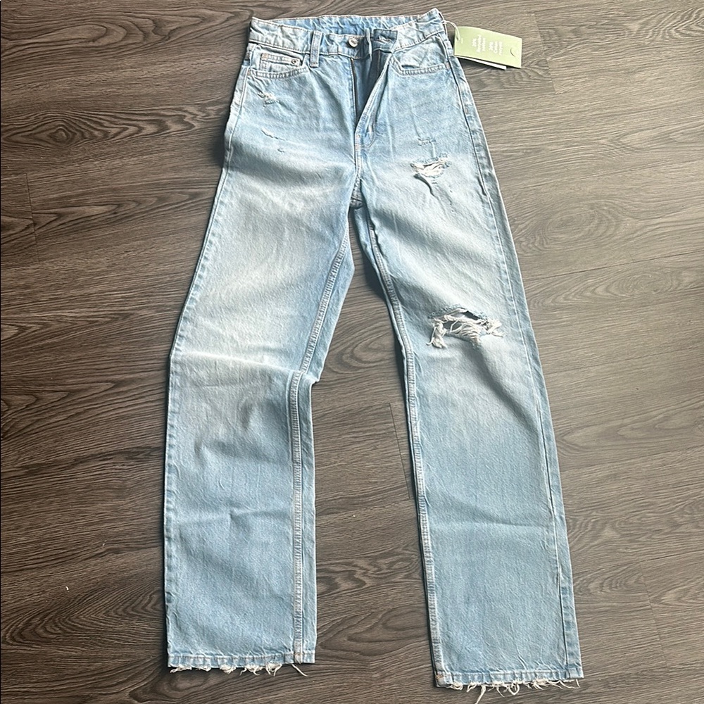H&M Wide Leg Ripped Denim Jeans